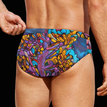 “Mosaic Pulse” Men'S Drawstring Swim Briefs