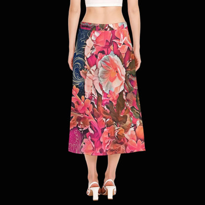 “Celestial Bloom” Women's High-Waisted Slit Midi Skirt