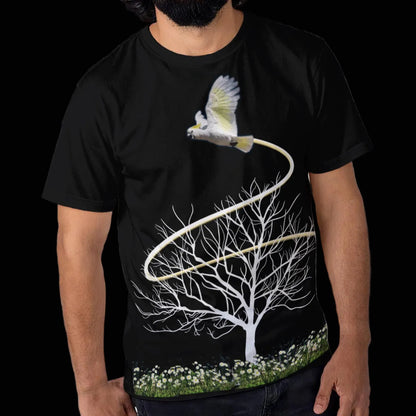 “Cockatoo with Daisies” Men's O-Neck T-Shirt