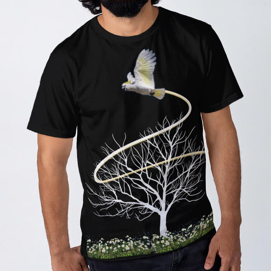 “Cockatoo with Daisies” Men's O-Neck T-Shirt