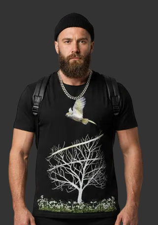 “Cockatoo with Daisies” Men's O-Neck T-Shirt