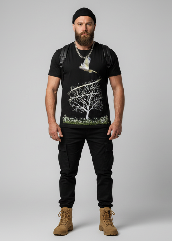 “Cockatoo with Daisies” Men's O-Neck T-Shirt