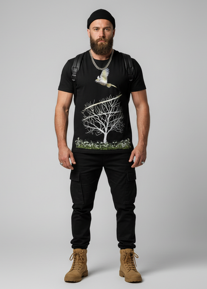 “Cockatoo with Daisies” Men's O-Neck T-Shirt