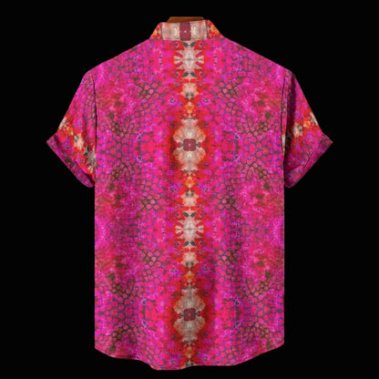 “Pink Punch”  Men's Stand Collar Shirt|115GSM Cotton poplin