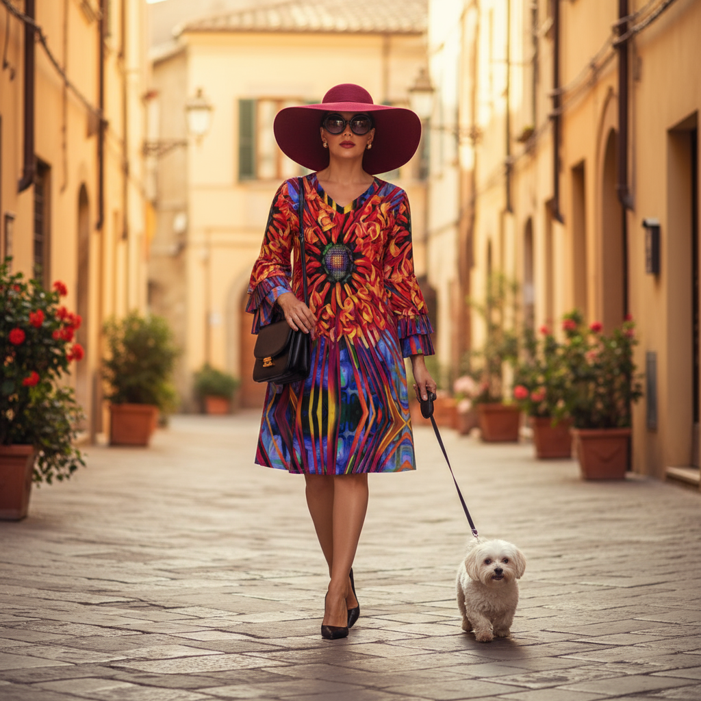 “Protea” Women's Stacked Ruffle Sleeve Dress