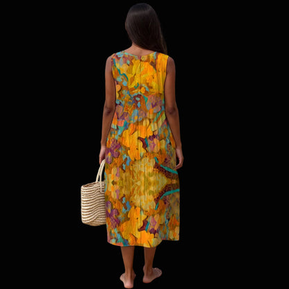 “Copper Strike” Women's Sleeveless Dress With Pocket|125GSM Slub Cotton