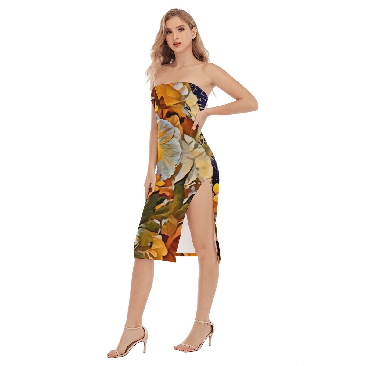 “Solara” Women's Side Split Tube Top Dress