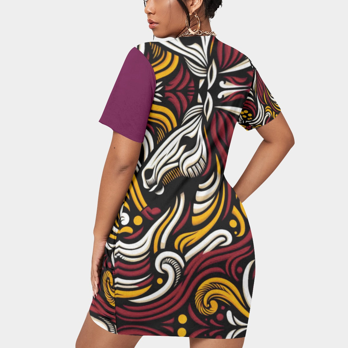 “Bronco” Women’s Stacked Hem Dress With Short Sleeve（Plus Size）