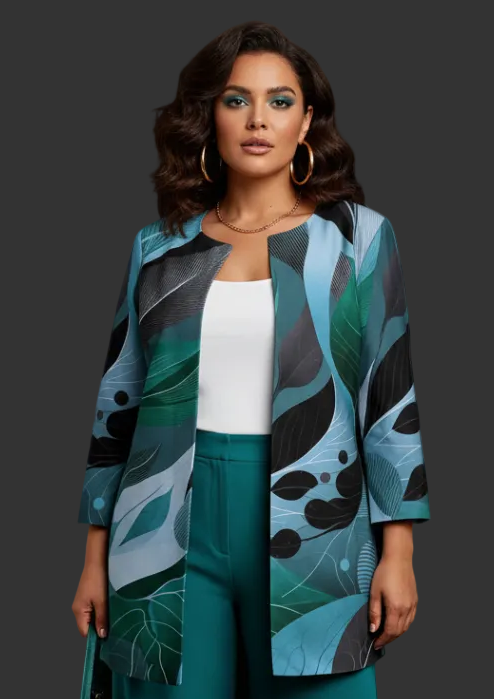 “Tangled Teal” Women's Faux Sweater Cardigan