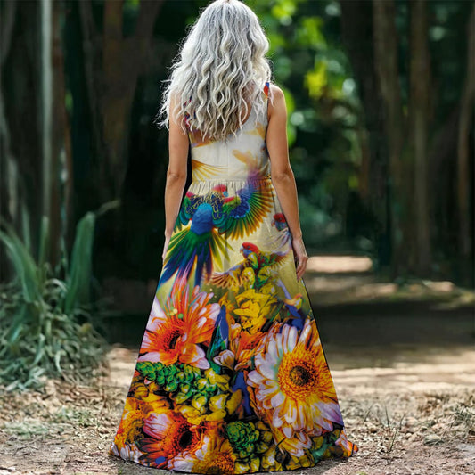 “Rosella Rising” Women’s Sleeveless Maxi Dress