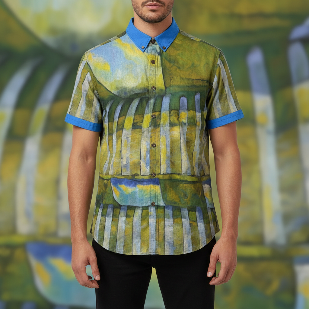 “Green Meadows” Men's Breathable Cotton Shirt|125GSM