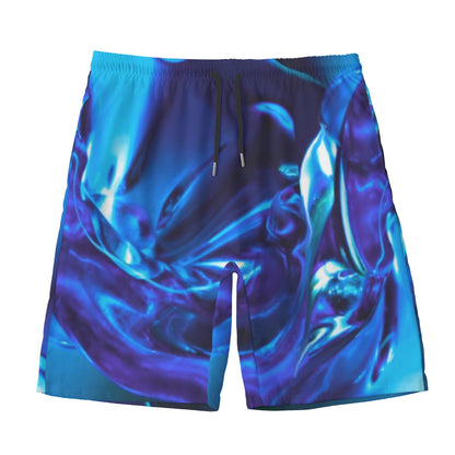 “Blue Glass wave” Men‘s Beach Shorts With Lining