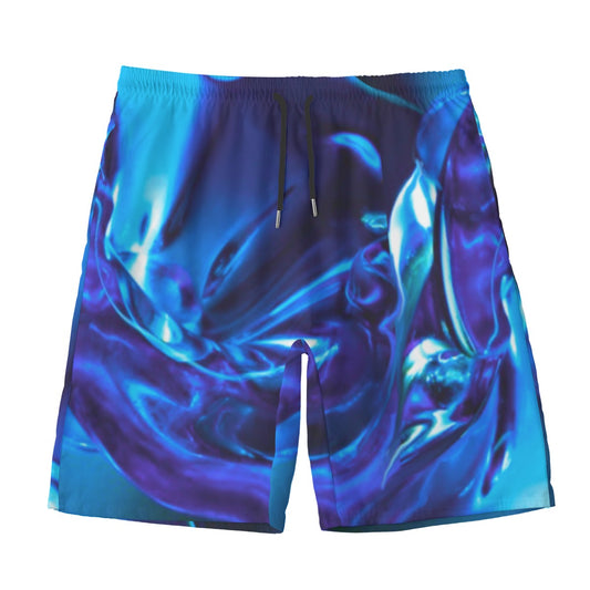“Blue Glass wave” Men‘s Beach Shorts With Lining