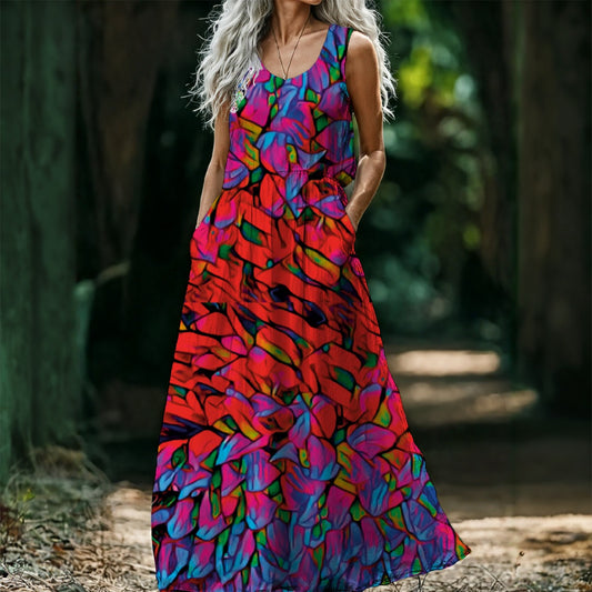 “Chrysanthemum” Women’s Sleeveless Maxi Dress