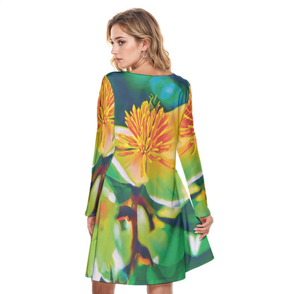 “Magnolia” Women's Round Neck Dress|190GSM Cotton