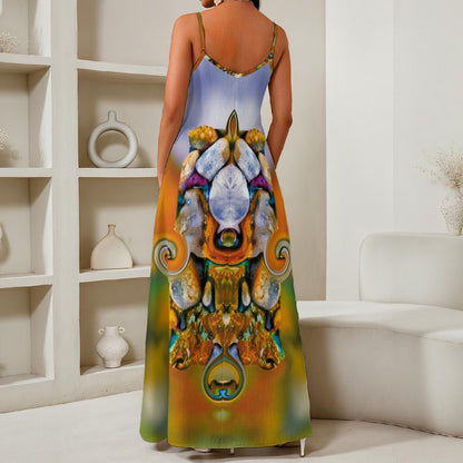 “River Stones” Women's Elegant V-Neck Maxi Dress