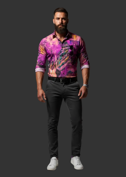 Men's Casual Lapel Long Sleeve Shirt|125GSM Cotton