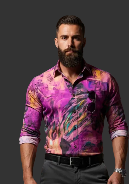 Men's Casual Lapel Long Sleeve Shirt|125GSM Cotton