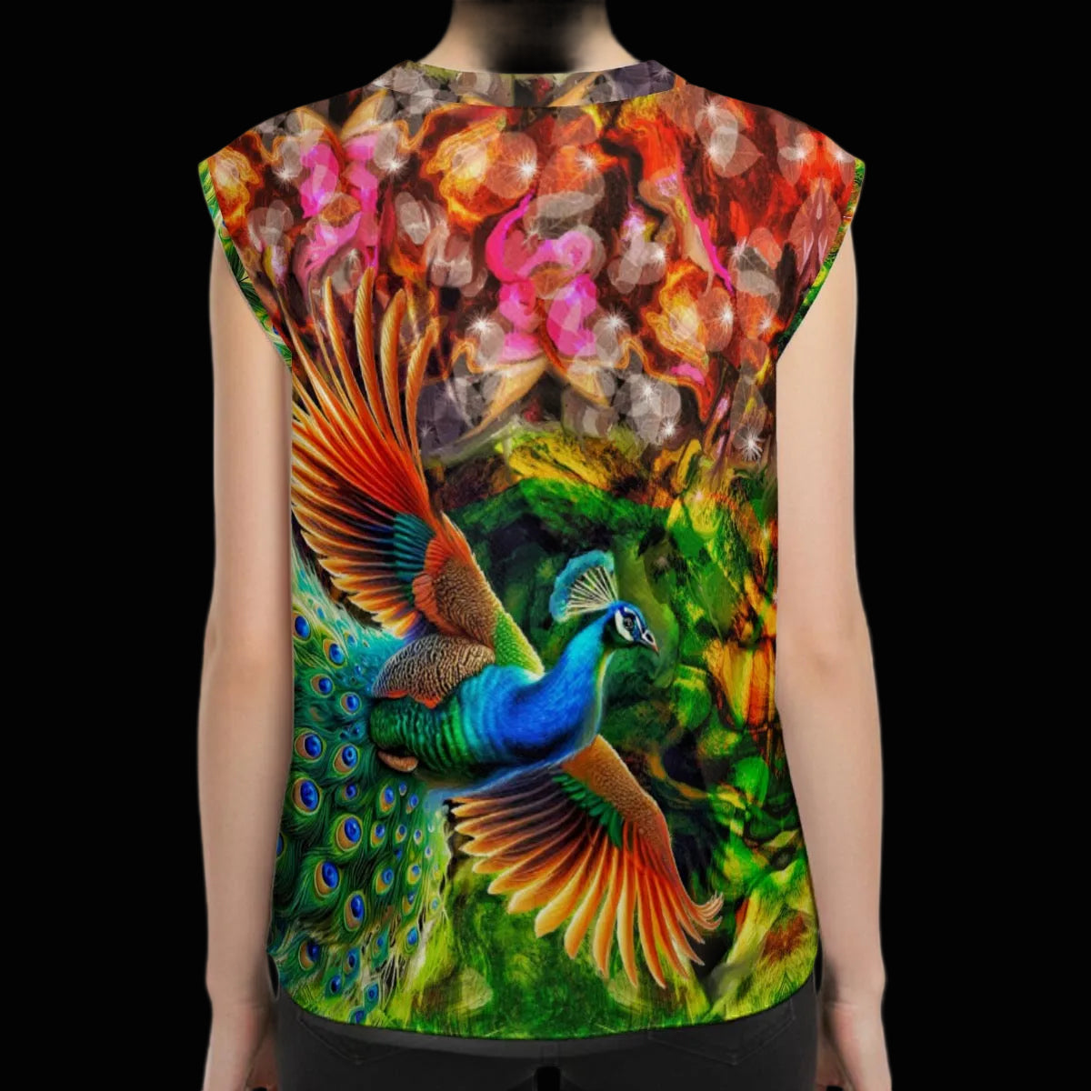 “Peacock Flight” Women’s Sleeveless Blouse