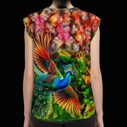 “Peacock Flight” Women’s Sleeveless Blouse