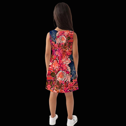 “Celestial bloom” Girls Sleeveless A-Line Dress