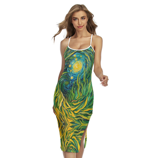 “Vincent Through the Seagrass” Women's Back Cross Cami Dress