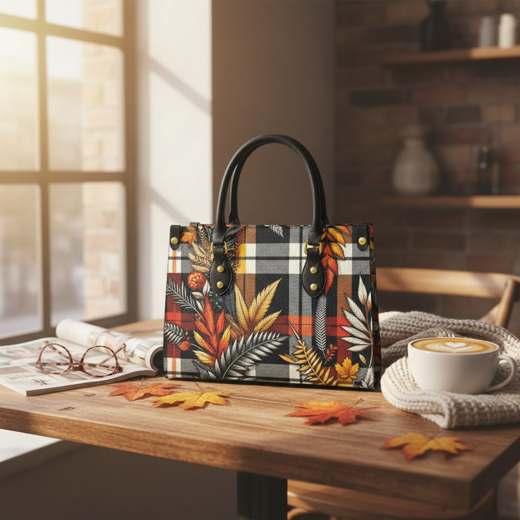 “Tartan 25” Women's Tote Bag With Black Handle