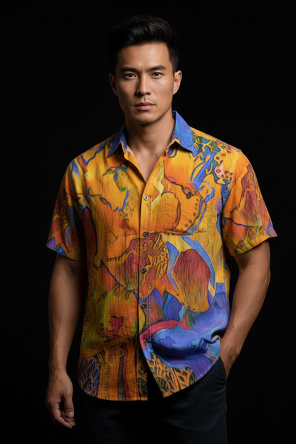 “Summer Soirée” Men's Breathable Cotton Shirt|125GSM