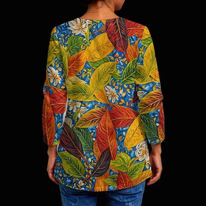 “Botanical Rhapsody” Women's Faux Sweater Cardigan