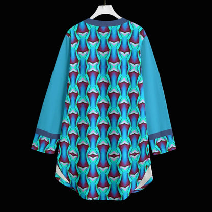 “Aqua Geometrica”  Women's Dress | 180GSM Cotton