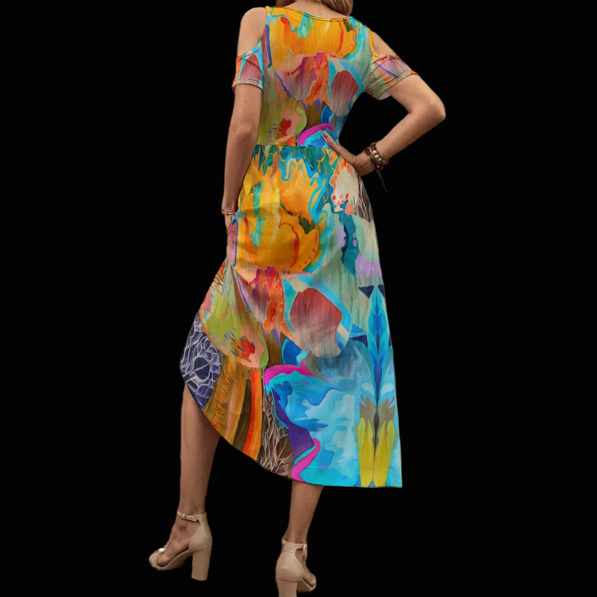 “Feliciano” Women's V-neck Off-shoulder Dress