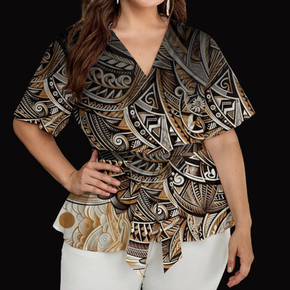 “Earthen Echoes” Women's Wrap Blouse