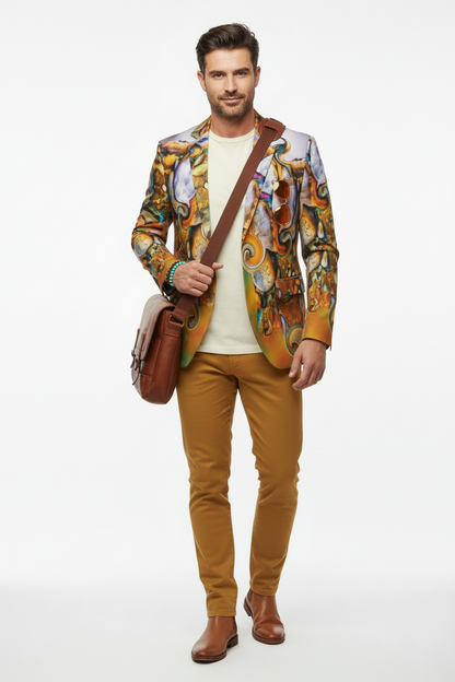 “River Stones” Men's Casual Flat Lapel Collar Blazer | 245GSM Cotton