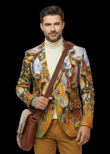 “River Stones” Men's Casual Flat Lapel Collar Blazer | 245GSM Cotton
