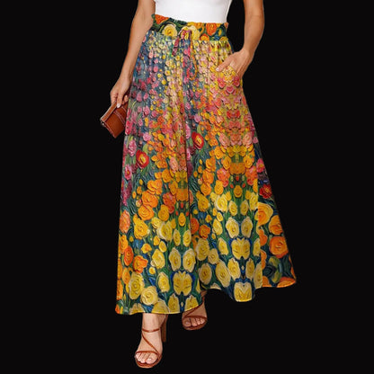 “Floriana” Women's Ruffled Wide-Leg Pants