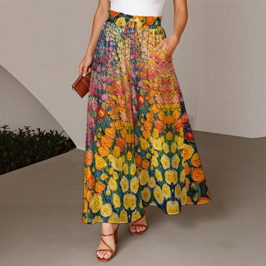 “Floriana” Women's Ruffled Wide-Leg Pants