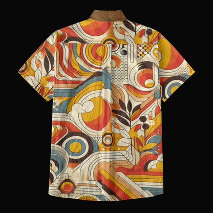 “Retro Geometry” Men's Breathable Cotton Shirt|125GSM