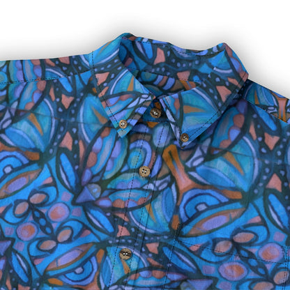 “Bloomfield Cobalt” Men's Casual Lapel Long Sleeve Shirt|125GSM Cotton