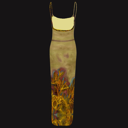 “Oscar 2” Women's Sheer Mesh Backless Spaghetti Strap Maxi Dress