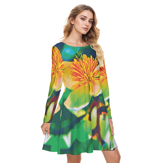 “Magnolia” Women's Round Neck Dress|190GSM Cotton