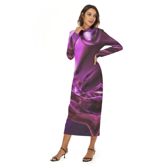 “Glass Wave” Fuchsia: All-Over Print Women's Hip Dress