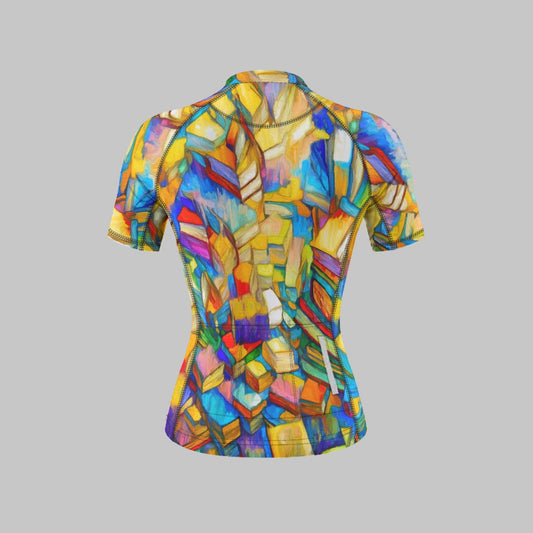 “Colour Block”  Women's Anti-Slip Raglan Cycling Jersey With Short Sleeve