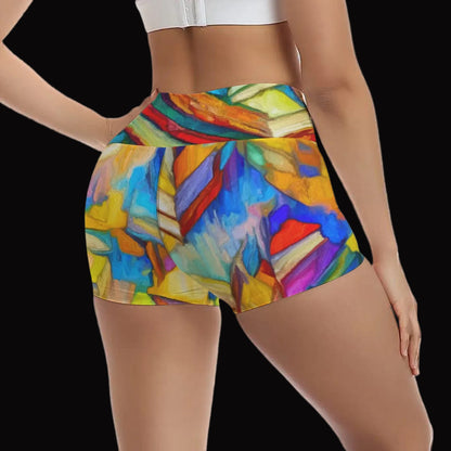 “Colour Block” Women's Ultra-Short Yoga Shorts