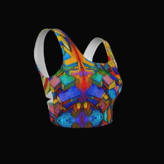 “Colour Block” Women's Back Cross Sports Bra