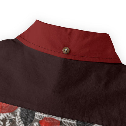 “Foliage Flush” Men's Casual Lapel Long Sleeve Shirt|125GSM Cotton