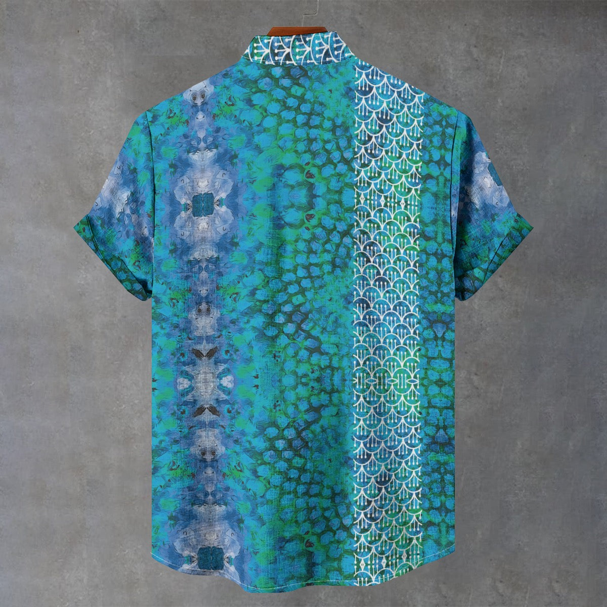 All-Over Print Men's Stand Collar Shirt|115GSM Cotton poplin