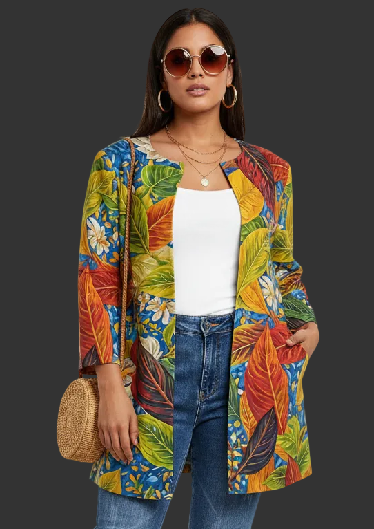“Botanical Rhapsody” Women's Faux Sweater Cardigan