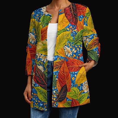 “Botanical Rhapsody” Women's Faux Sweater Cardigan