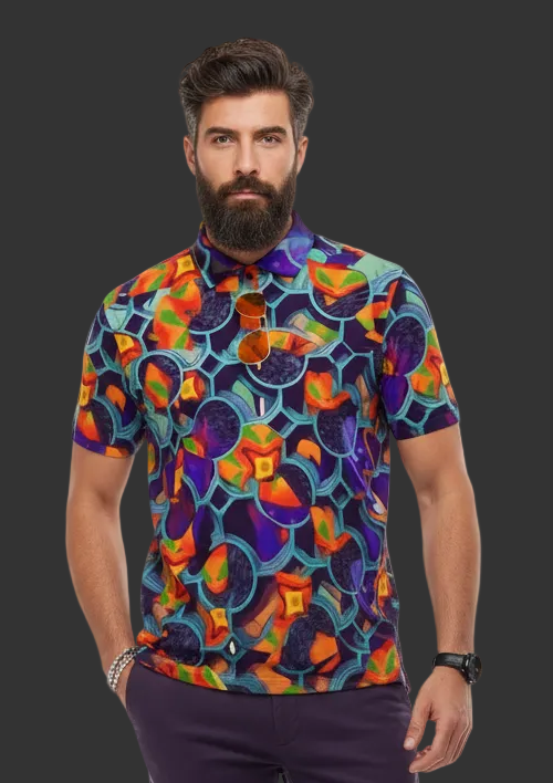 “Botanic Nebula”  Men's Polo Collar Jersey