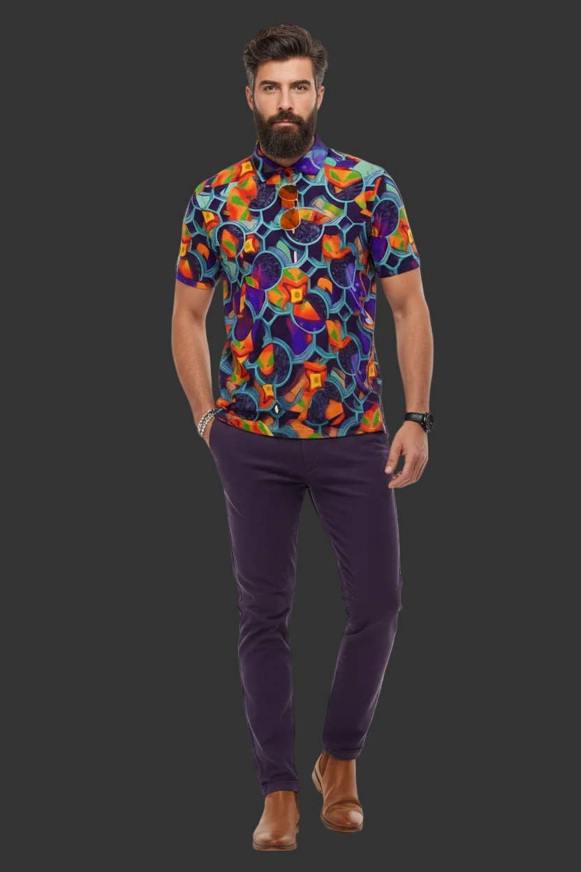“Botanic Nebula”  Men's Polo Collar Jersey